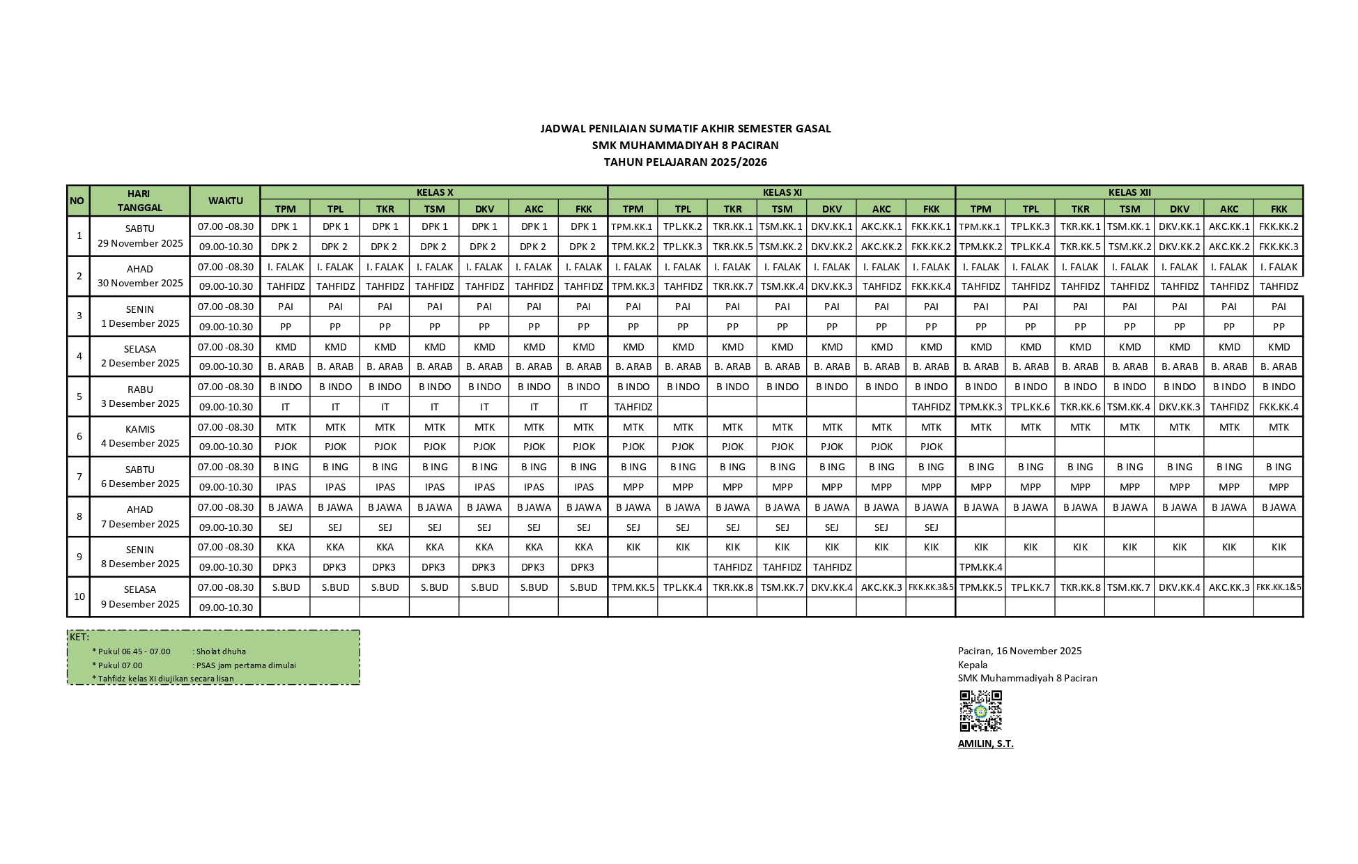 JADWAL PSAS GANJIL 2025